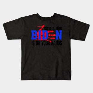 Joe Biden Has Blood On His Hands Anti Biden Bring Trump Back Retro Kids T-Shirt